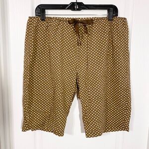 Y2K Kim Rogers Polka Dot Bermuda Pajama Shorts Ribbon Drawstring Brown Cotton M